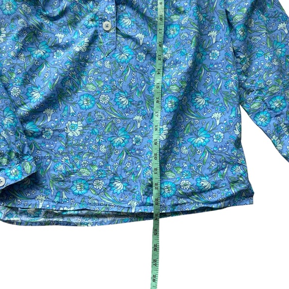 J. Crew Fresco top in blue floral cotton poplin size small popover shirt BP558 - Picture 7 of 9